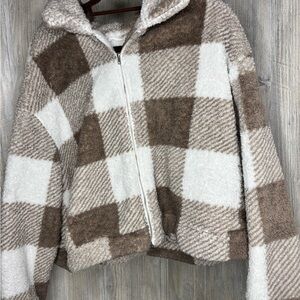 SHEIN Plaid Fleece Zip-Up Jacket